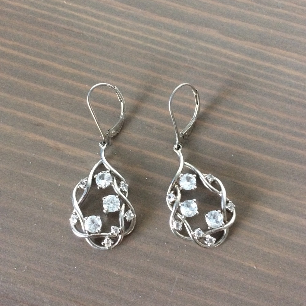 Drop Earrings Sterling Silver Topaz